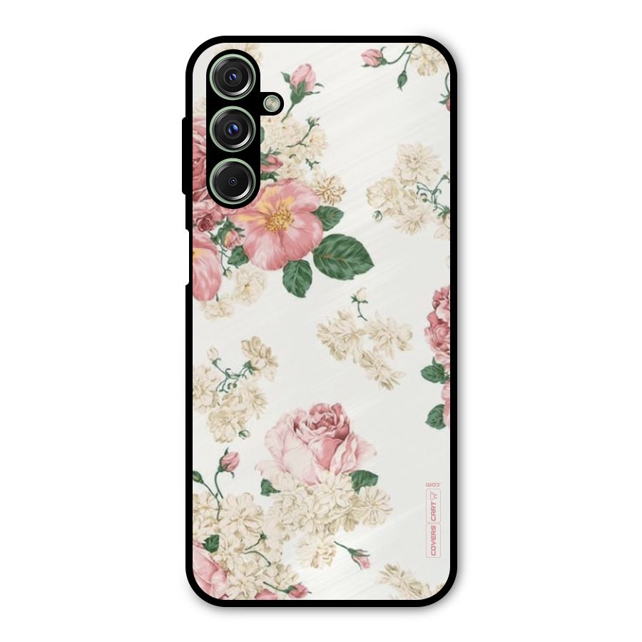 Vintage Floral Pattern Metal Back Case for Galaxy F34