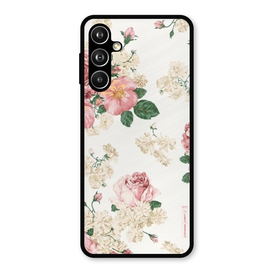 Vintage Floral Pattern Metal Back Case for Galaxy F54