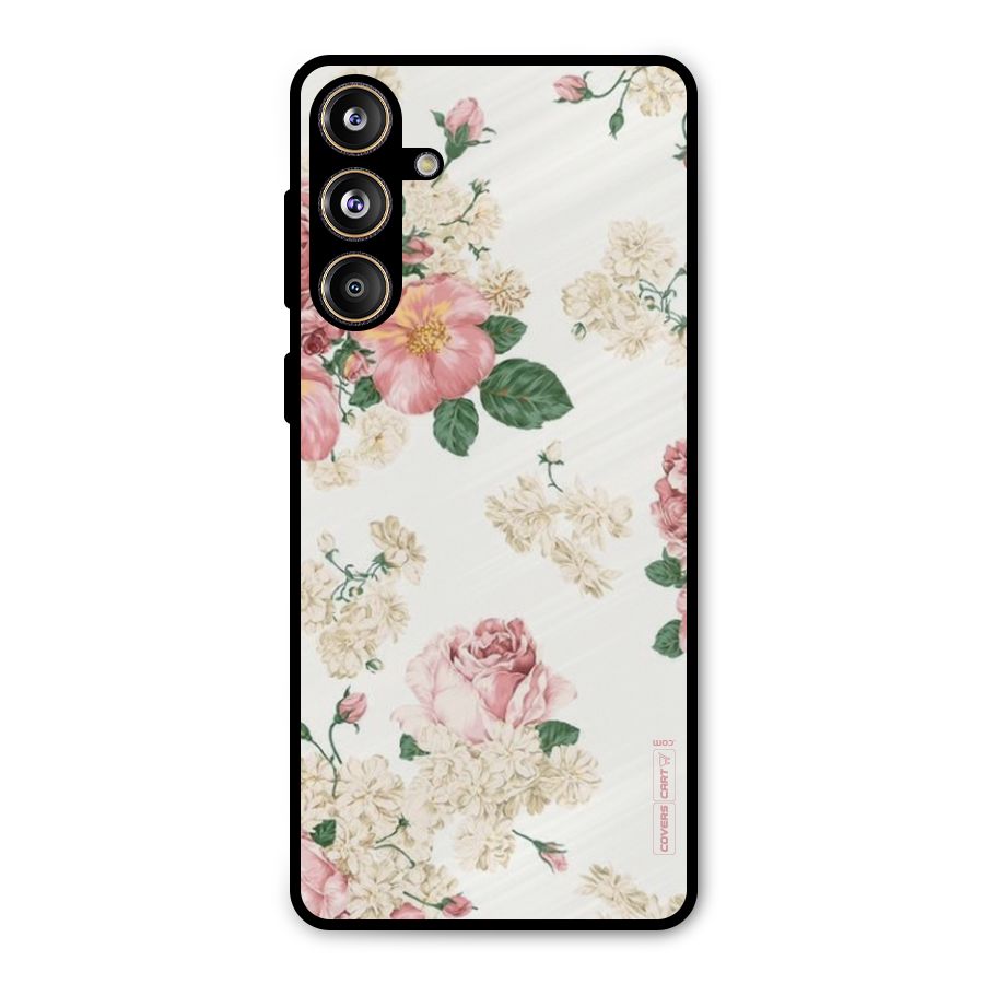 Vintage Floral Pattern Metal Back Case for Galaxy F55