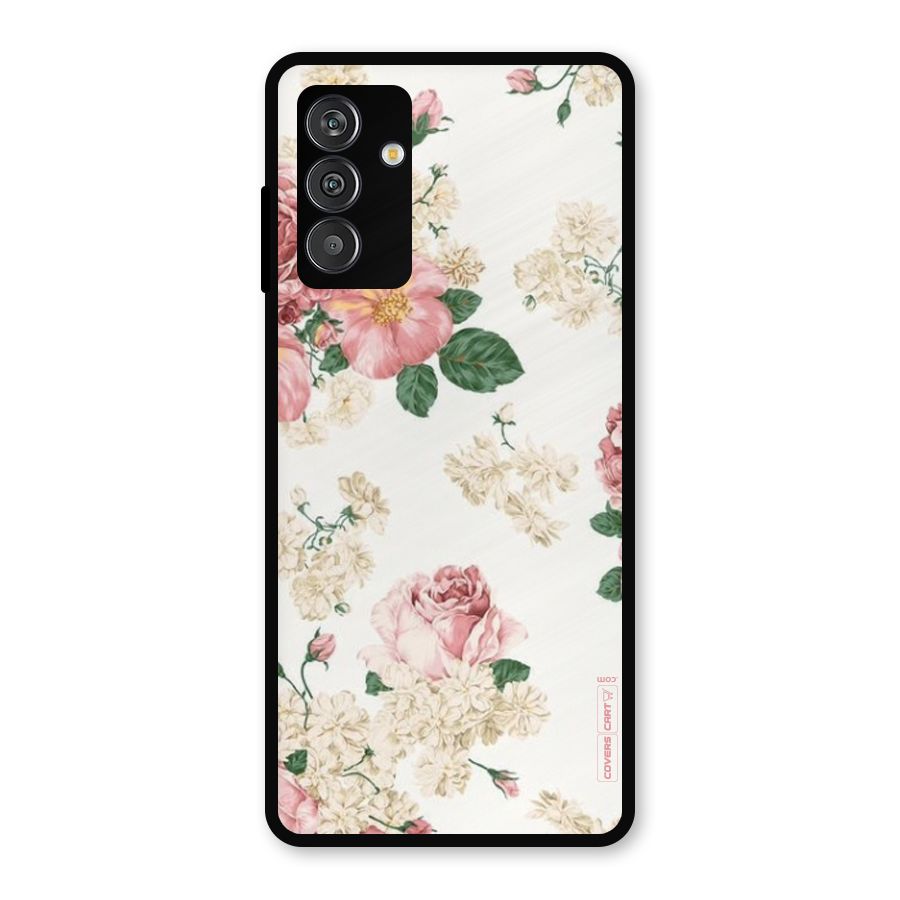 Vintage Floral Pattern Metal Back Case for Galaxy M13
