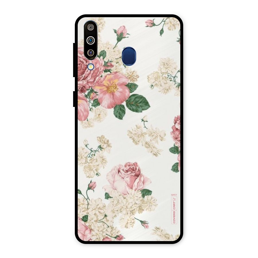Vintage Floral Pattern Metal Back Case for Galaxy M30