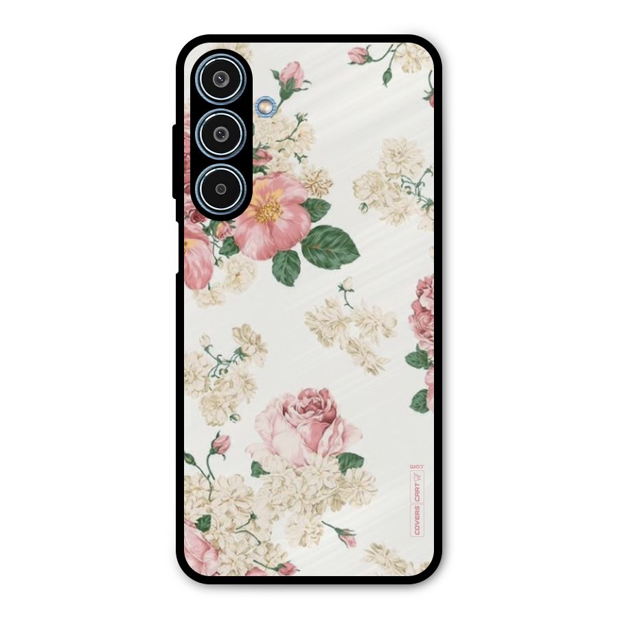 Vintage Floral Pattern Metal Back Case for Galaxy M35