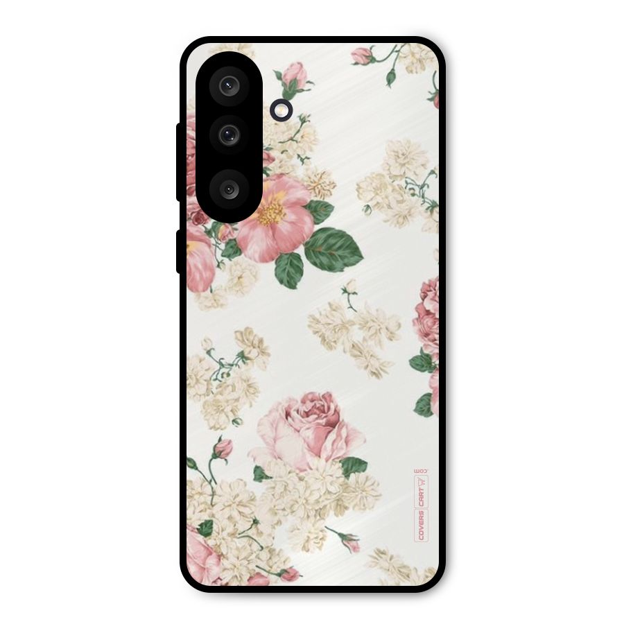 Vintage Floral Pattern Metal Back Case for Galaxy M56