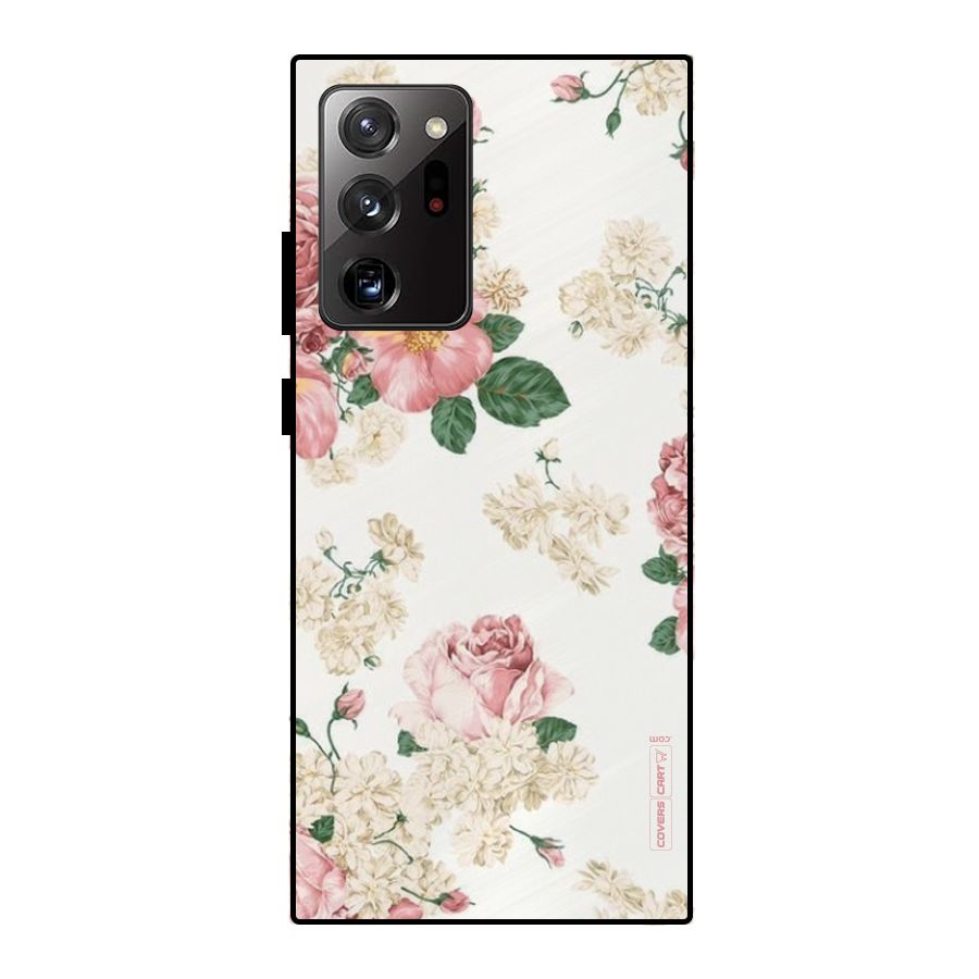Vintage Floral Pattern Metal Back Case for Galaxy Note 20 Ultra