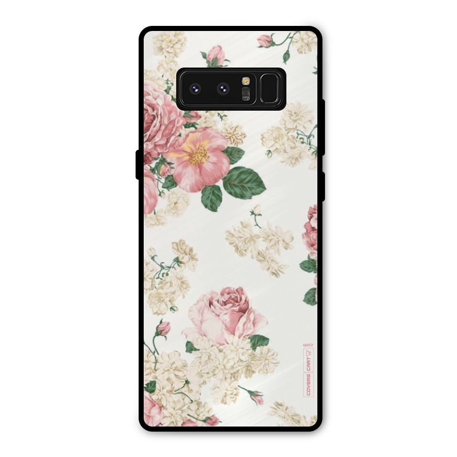Vintage Floral Pattern Metal Back Case for Galaxy Note 8