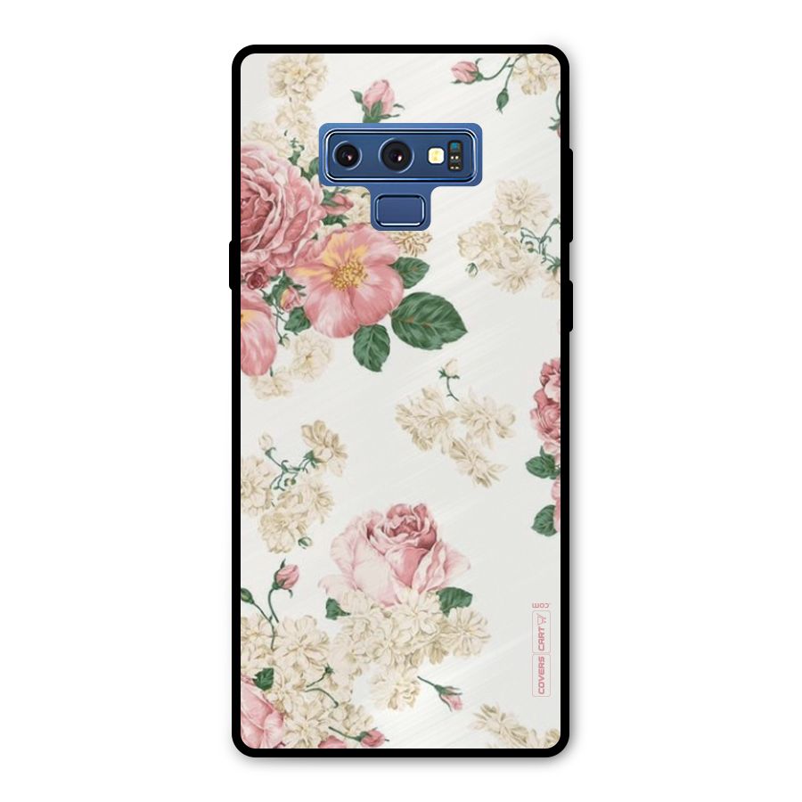 Vintage Floral Pattern Metal Back Case for Galaxy Note 9