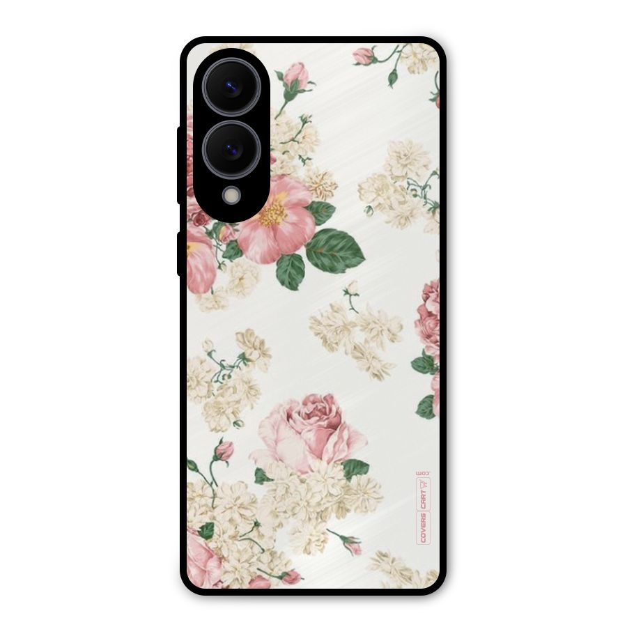 Vintage Floral Pattern Metal Back Case for Galaxy S25 Edge