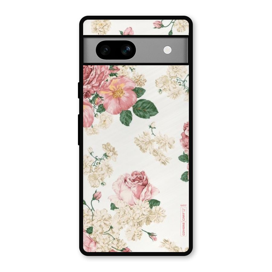 Vintage Floral Pattern Metal Back Case for Google Pixel 7a