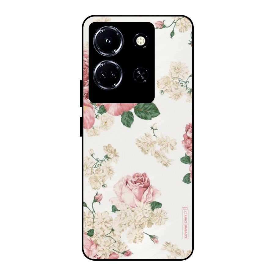 Vintage Floral Pattern Metal Back Case for Infinix Note 30 5G