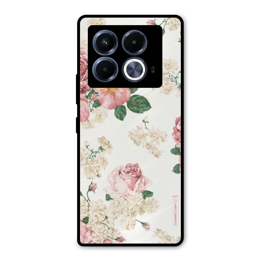 Vintage Floral Pattern Metal Back Case for Infinix Note 40 5G