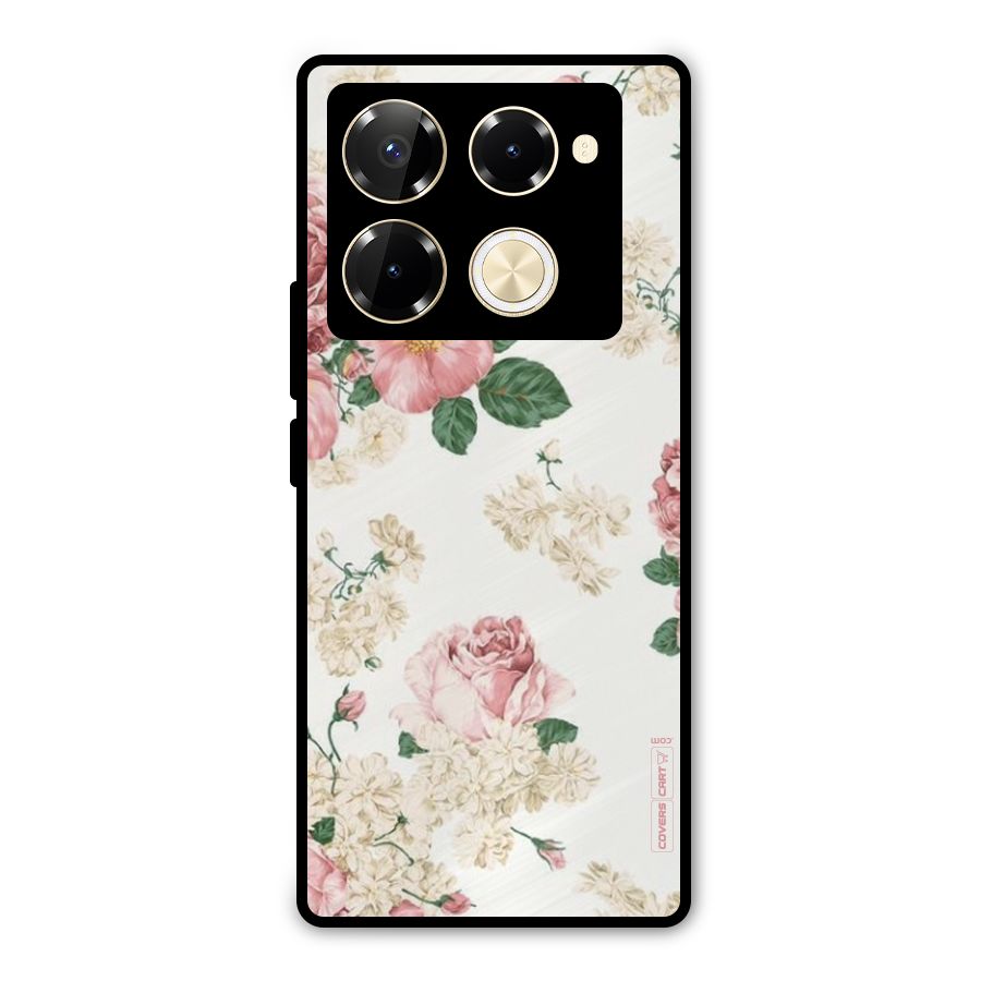 Vintage Floral Pattern Metal Back Case for Infinix Note 40 Pro Plus