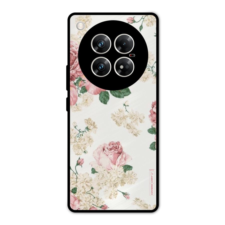 Vintage Floral Pattern Metal Back Case for Infinix Zero 40 5G