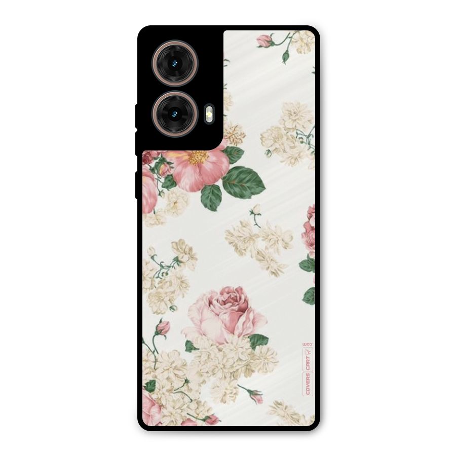 Vintage Floral Pattern Metal Back Case for Moto G85