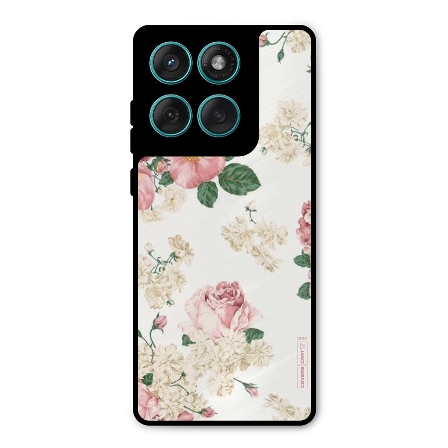 Vintage Floral Pattern Metal Back Case for Motorola Edge 60