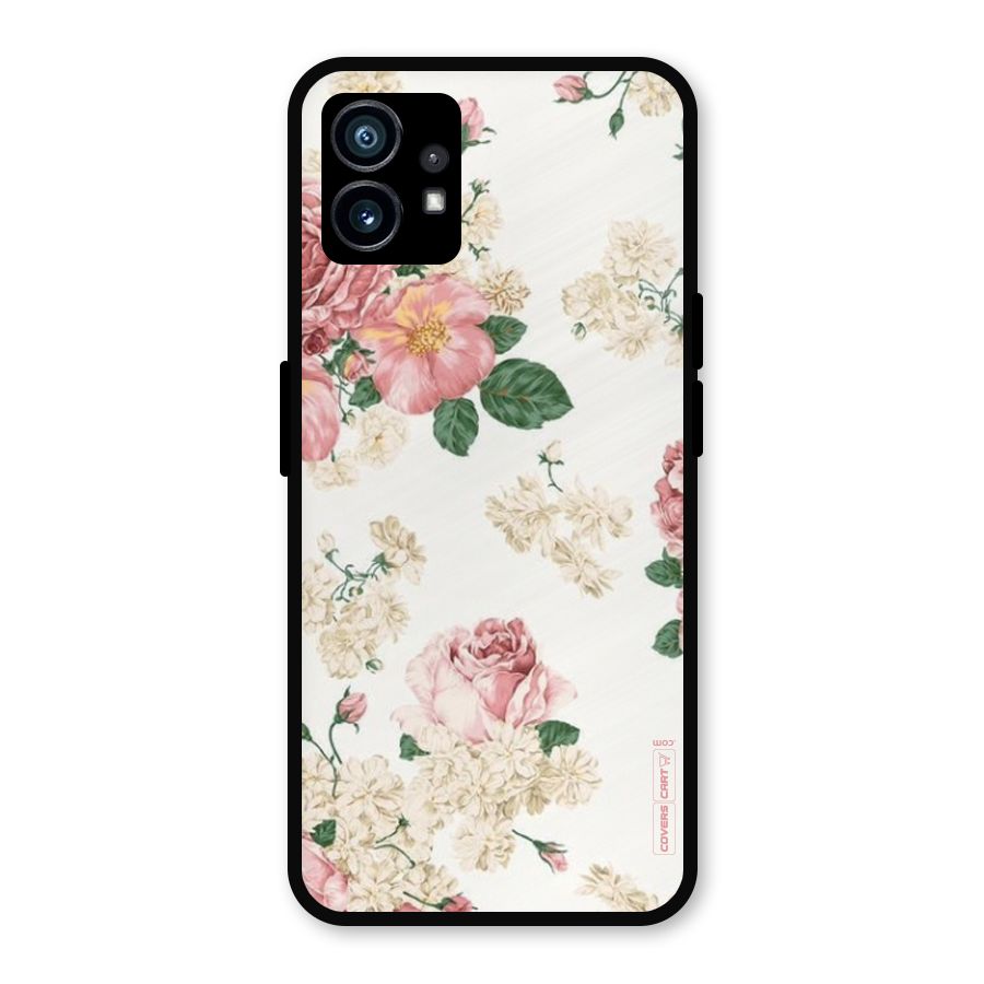 Vintage Floral Pattern Metal Back Case for Nothing Phone 1
