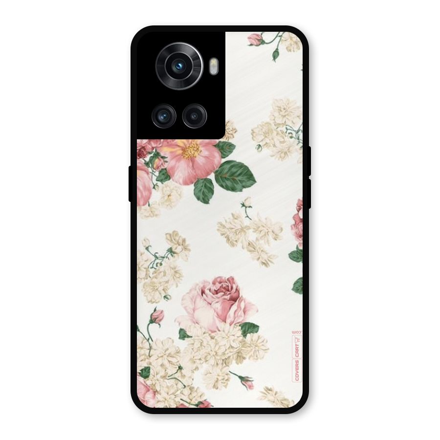 Vintage Floral Pattern Metal Back Case for OnePlus 10R