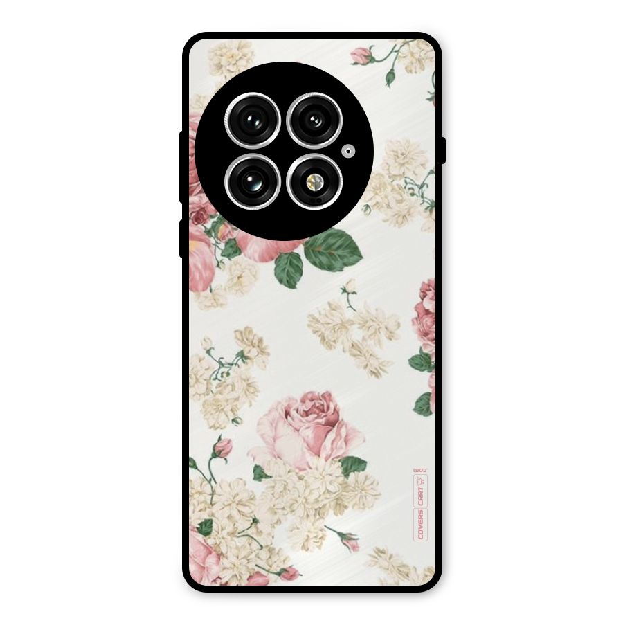 Vintage Floral Pattern Metal Back Case for OnePlus 13