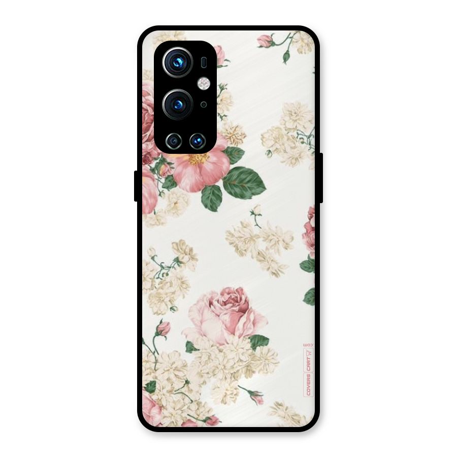 Vintage Floral Pattern Metal Back Case for OnePlus 9 Pro