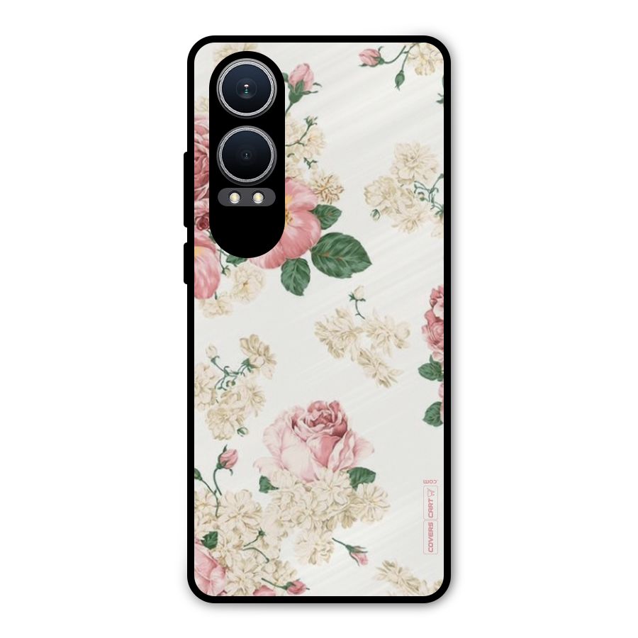 Vintage Floral Pattern Metal Back Case for OnePlus Nord CE4 Lite
