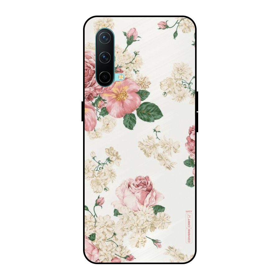 Vintage Floral Pattern Metal Back Case for OnePlus Nord CE 5G