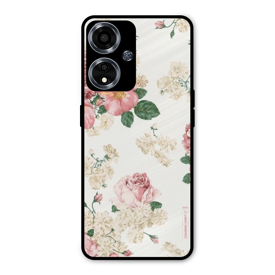 Vintage Floral Pattern Metal Back Case for Oppo A59
