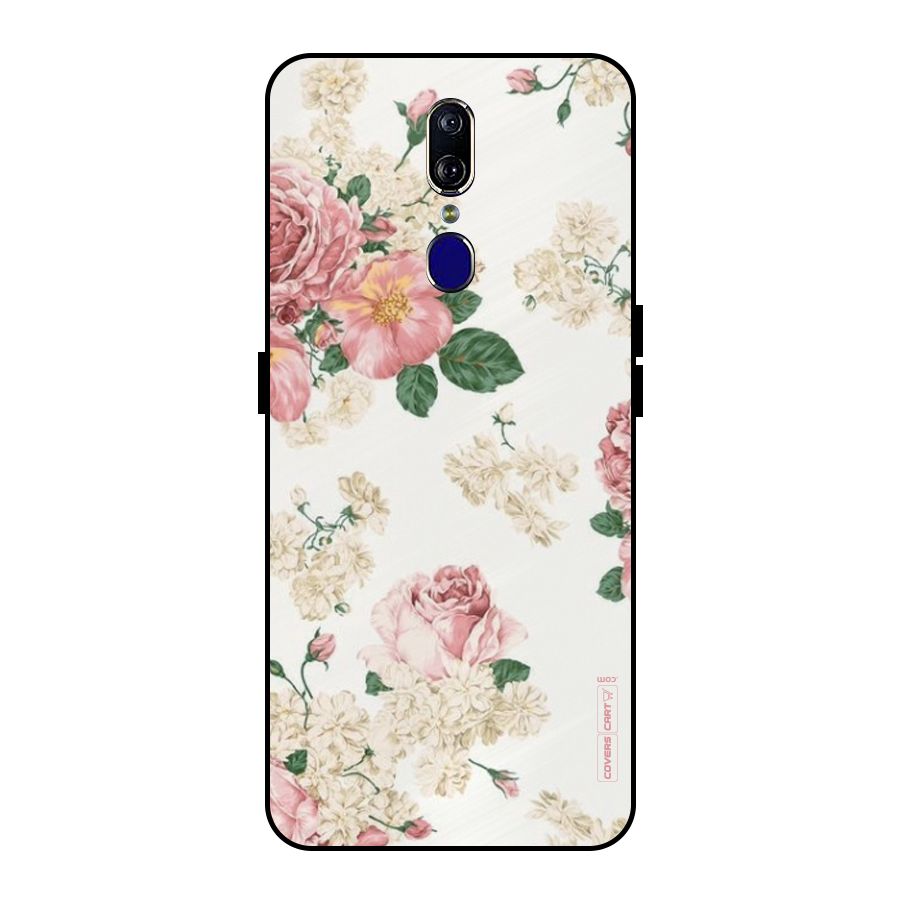 Vintage Floral Pattern Metal Back Case for Oppo F11