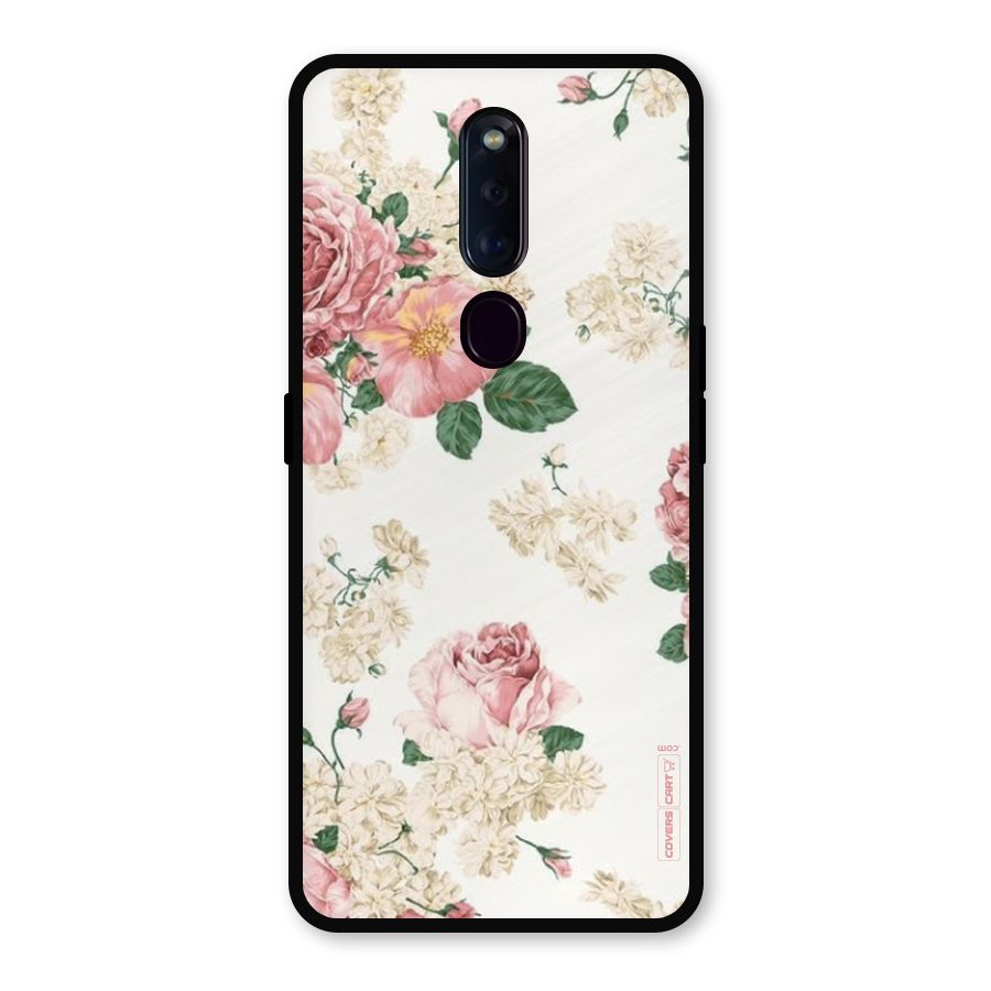 Vintage Floral Pattern Metal Back Case for Oppo F11 Pro