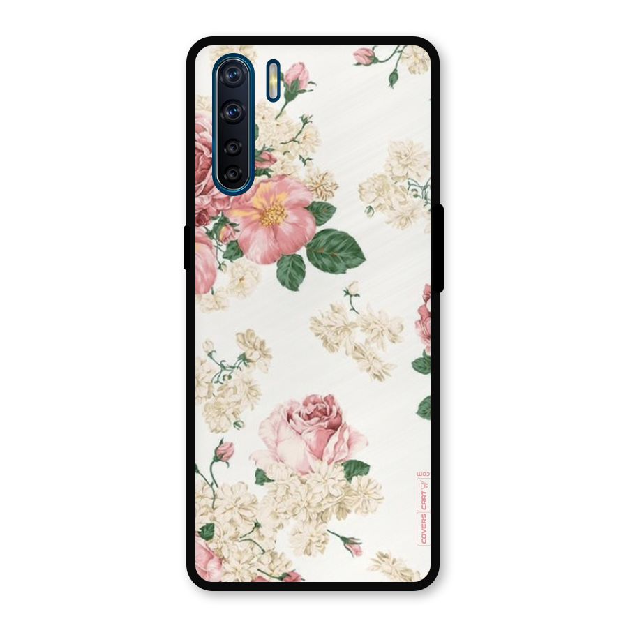 Vintage Floral Pattern Metal Back Case for Oppo F15