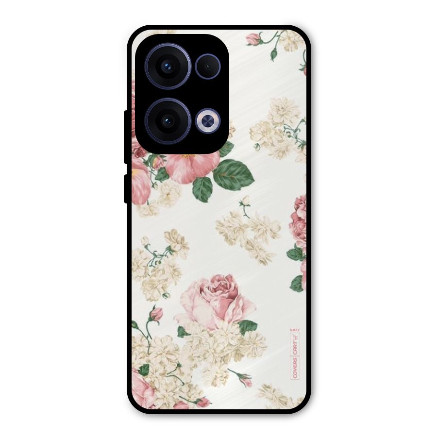 Vintage Floral Pattern Metal Back Case for Oppo Reno13