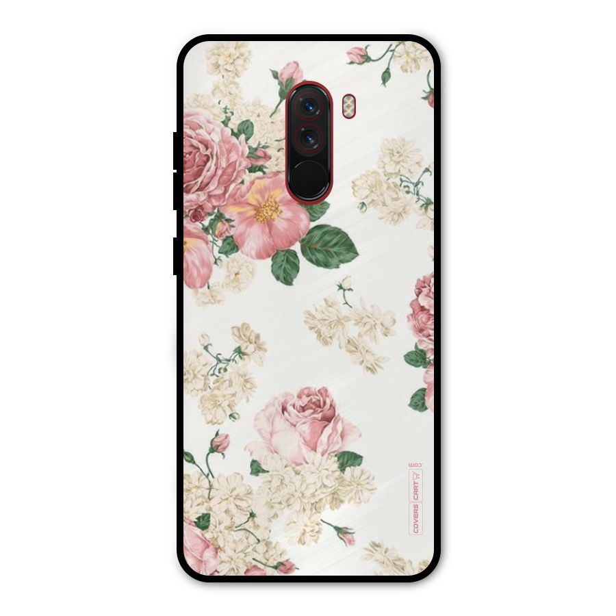 Vintage Floral Pattern Metal Back Case for Poco F1