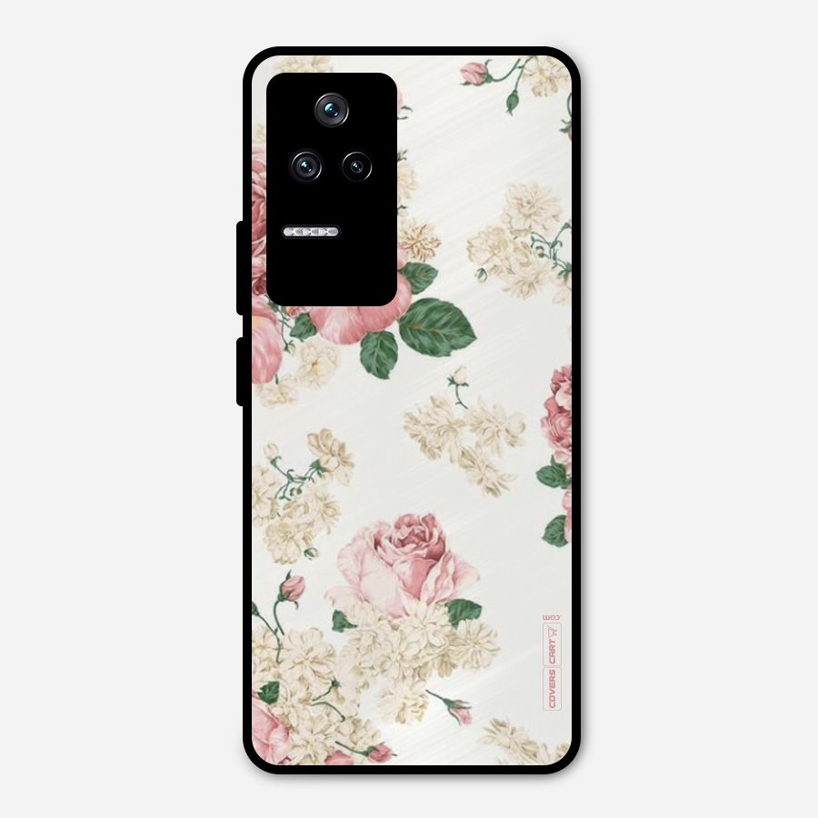 Vintage Floral Pattern Metal Back Case for Poco F4 5G
