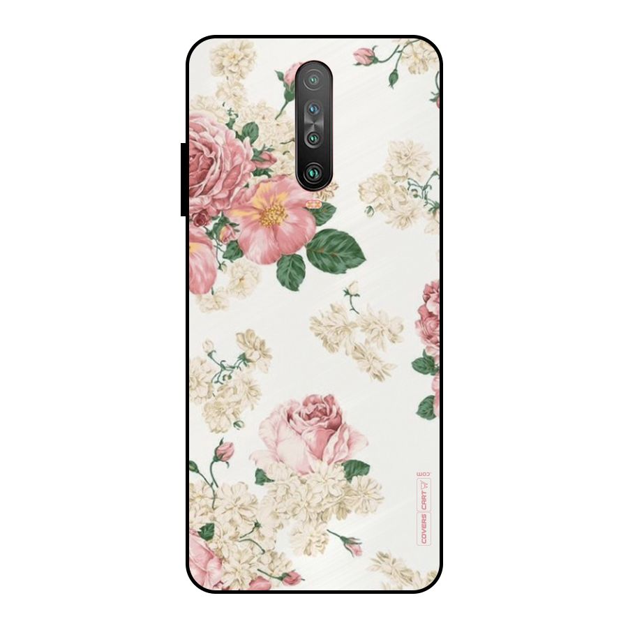 Vintage Floral Pattern Metal Back Case for Poco X2