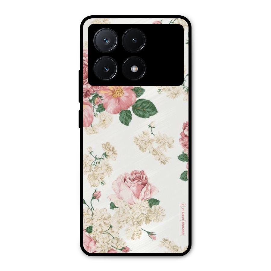 Vintage Floral Pattern Metal Back Case for Poco X6 Pro