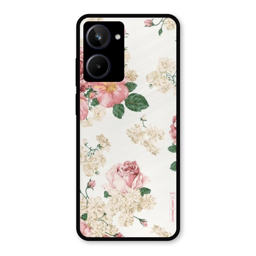 Vintage Floral Pattern Metal Back Case for Realme 10