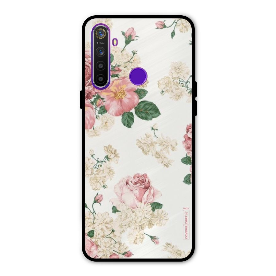 Vintage Floral Pattern Metal Back Case for Realme 5i