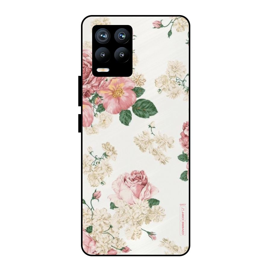 Vintage Floral Pattern Metal Back Case for Realme 8 Pro