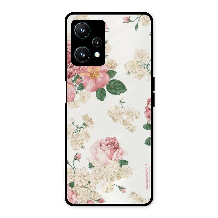 Vintage Floral Pattern Metal Back Case for Realme 9 Pro 5G