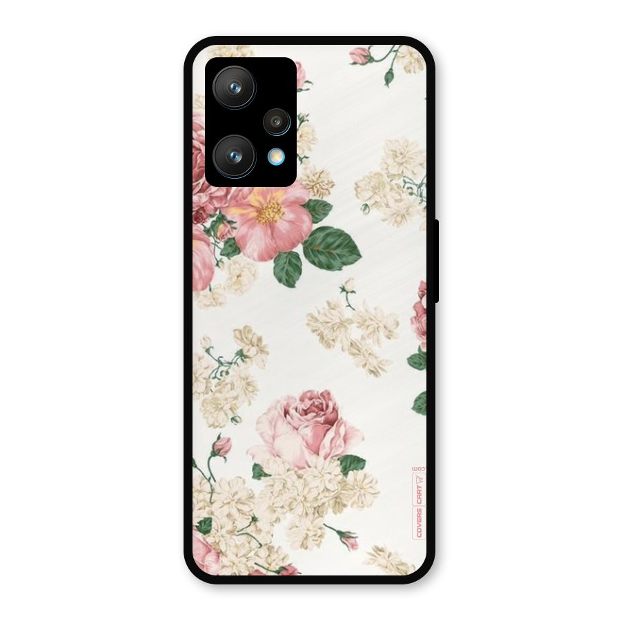 Vintage Floral Pattern Metal Back Case for Realme 9 Pro Plus 5G