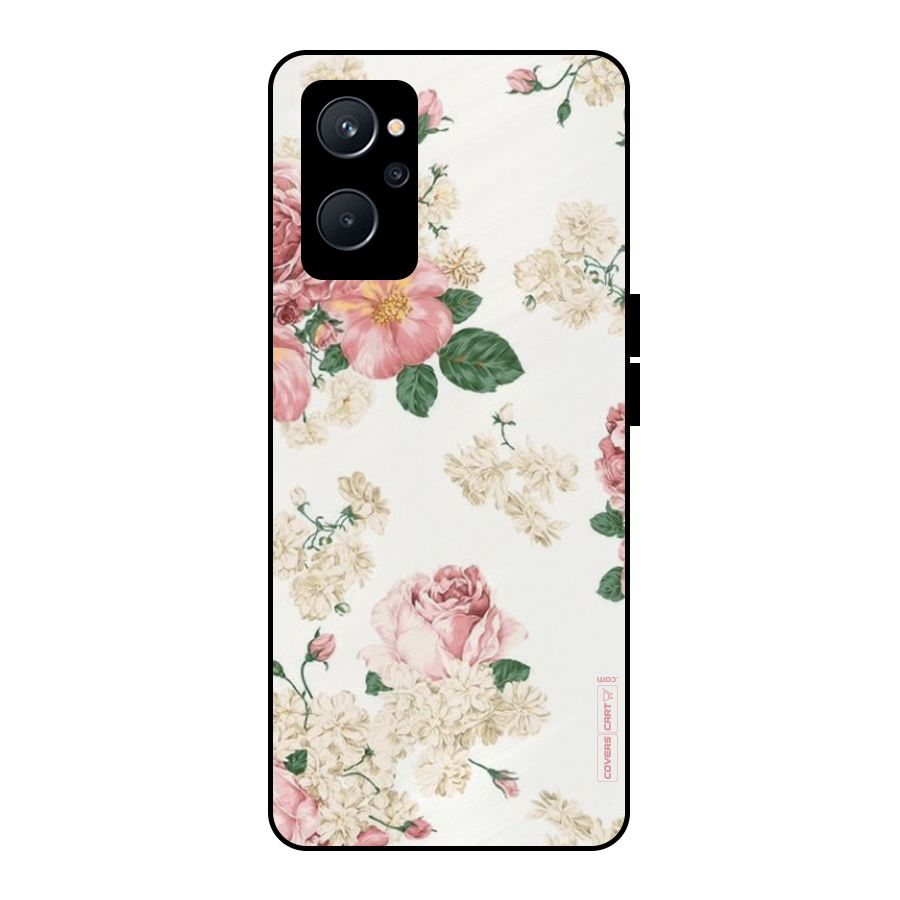 Vintage Floral Pattern Metal Back Case for Realme 9i 5G