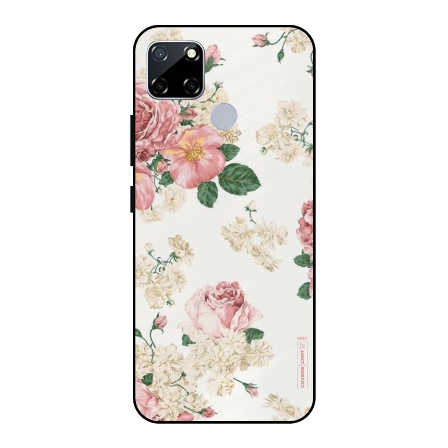 Vintage Floral Pattern Metal Back Case for Realme Narzo 20