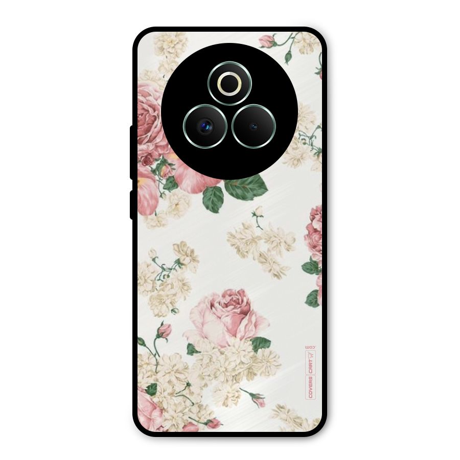 Vintage Floral Pattern Metal Back Case for Realme P3 Pro
