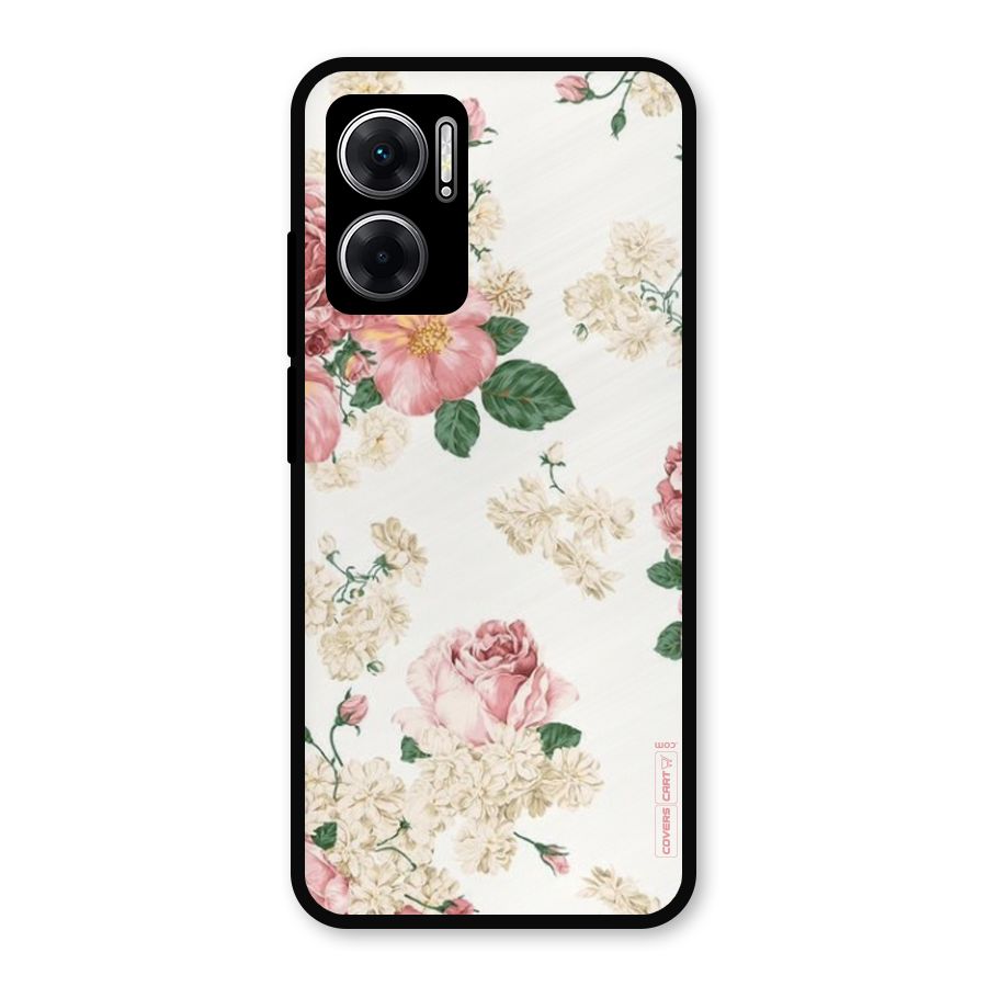 Vintage Floral Pattern Metal Back Case for Redmi 11 Prime 5G