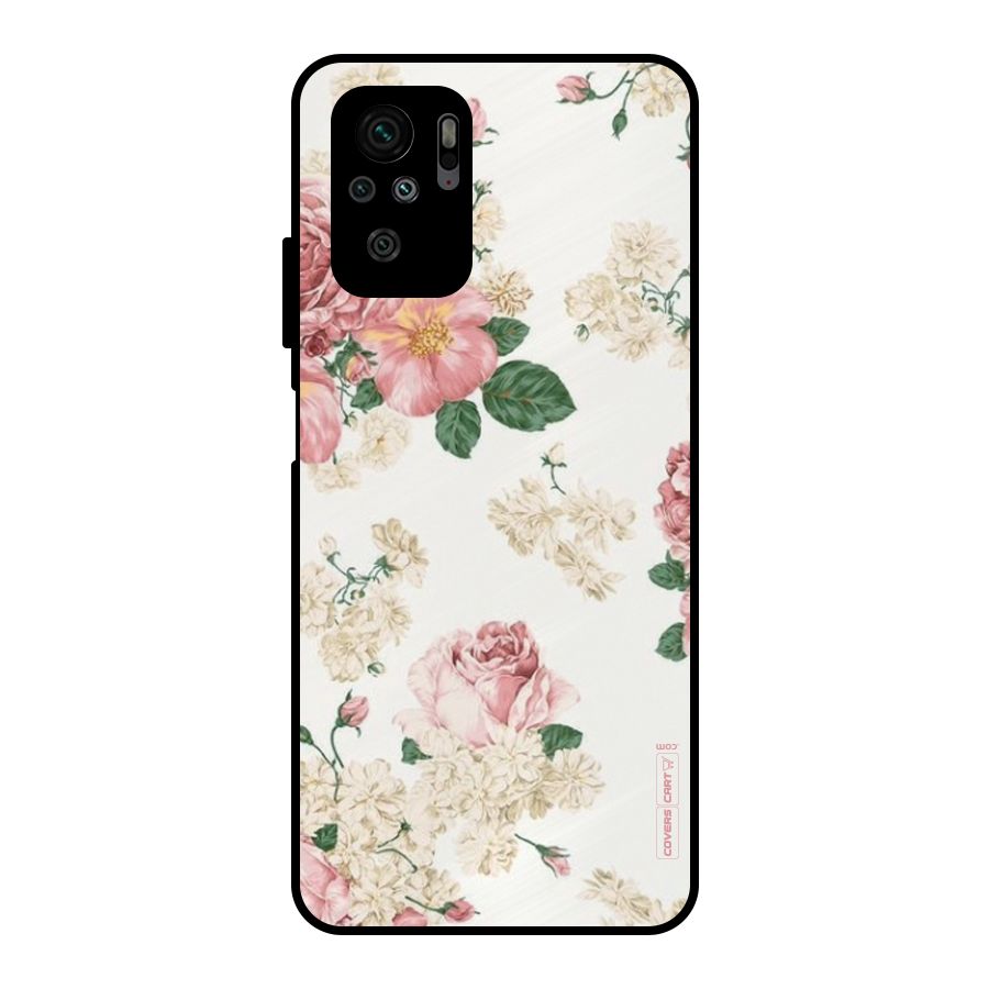 Vintage Floral Pattern Metal Back Case for Redmi Note 10S