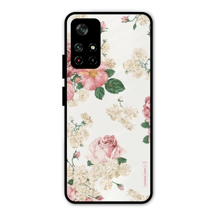 Vintage Floral Pattern Metal Back Case for Redmi Note 11T 5G