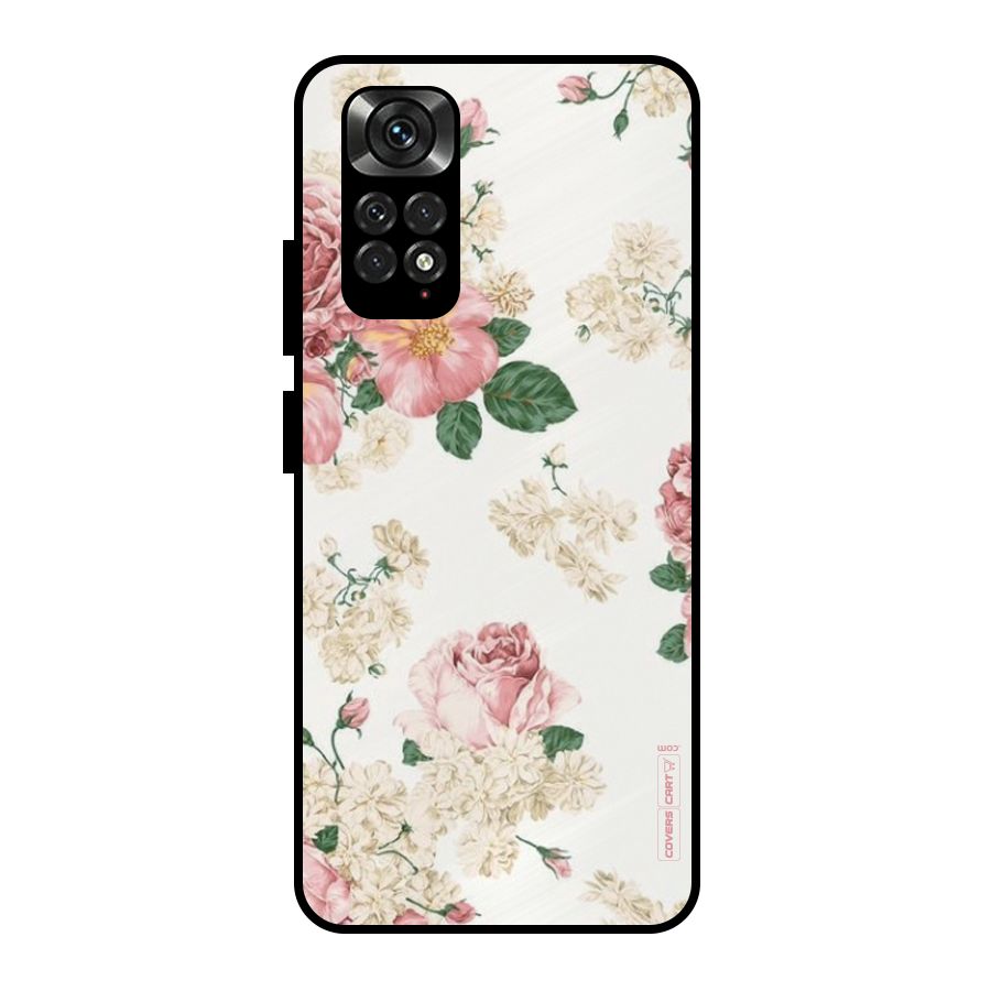 Vintage Floral Pattern Metal Back Case for Redmi Note 11 Pro