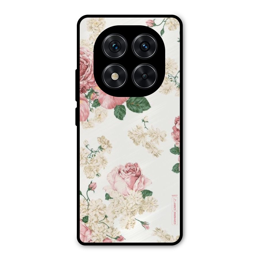 Vintage Floral Pattern Metal Back Case for Redmi Note 14 Pro 5G