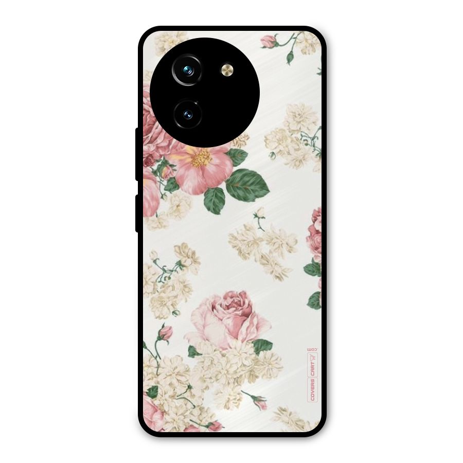 Vintage Floral Pattern Metal Back Case for Vivo T3x