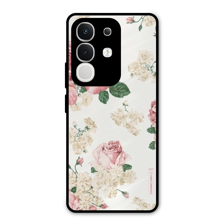Vintage Floral Pattern Metal Back Case for Vivo T4x
