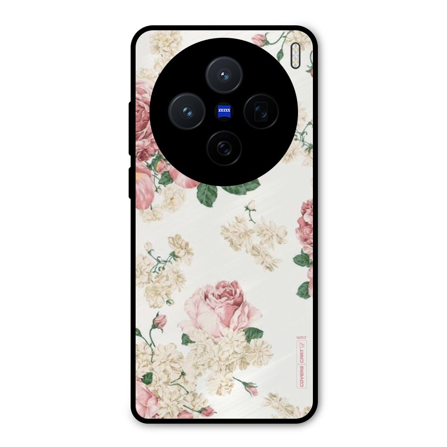 Vintage Floral Pattern Metal Back Case for Vivo X200