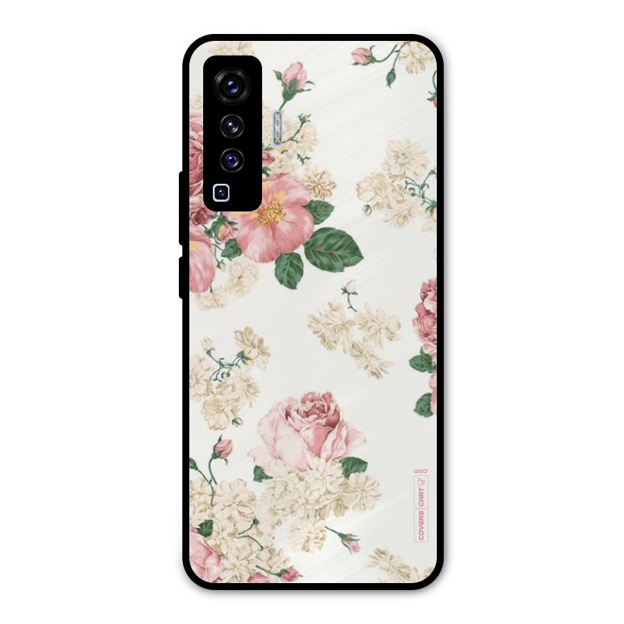 Vintage Floral Pattern Metal Back Case for Vivo X50